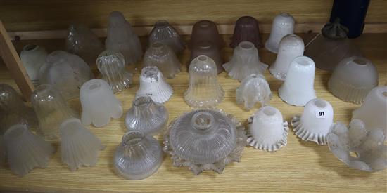 A collection of approximately thirty four Victorian and later glass shades